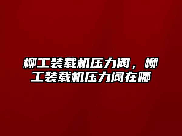 柳工裝載機壓力閥，柳工裝載機壓力閥在哪