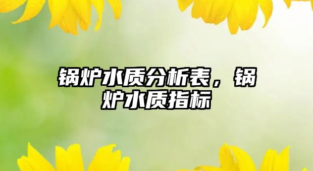 鍋爐水質(zhì)分析表，鍋爐水質(zhì)指標(biāo)