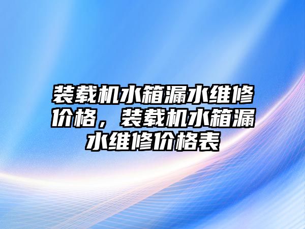 裝載機(jī)水箱漏水維修價(jià)格，裝載機(jī)水箱漏水維修價(jià)格表