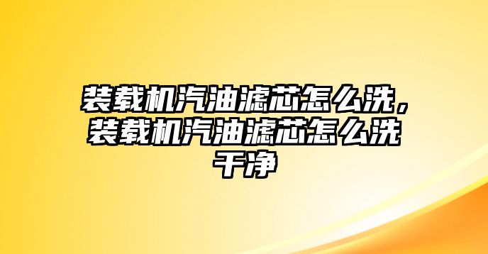 裝載機(jī)汽油濾芯怎么洗，裝載機(jī)汽油濾芯怎么洗干凈