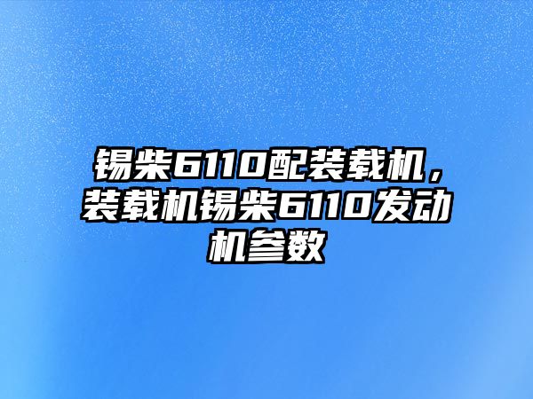 錫柴6110配裝載機(jī)，裝載機(jī)錫柴6110發(fā)動機(jī)參數(shù)