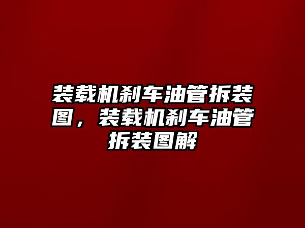 裝載機剎車油管拆裝圖，裝載機剎車油管拆裝圖解