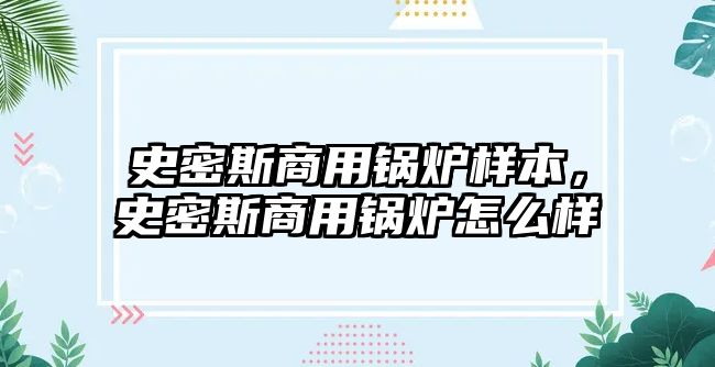 史密斯商用鍋爐樣本，史密斯商用鍋爐怎么樣