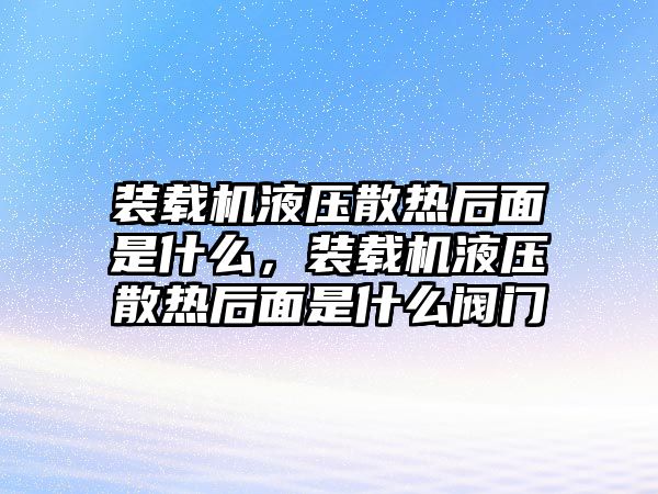 裝載機(jī)液壓散熱后面是什么，裝載機(jī)液壓散熱后面是什么閥門