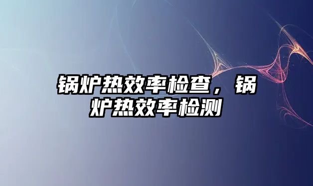 鍋爐熱效率檢查，鍋爐熱效率檢測