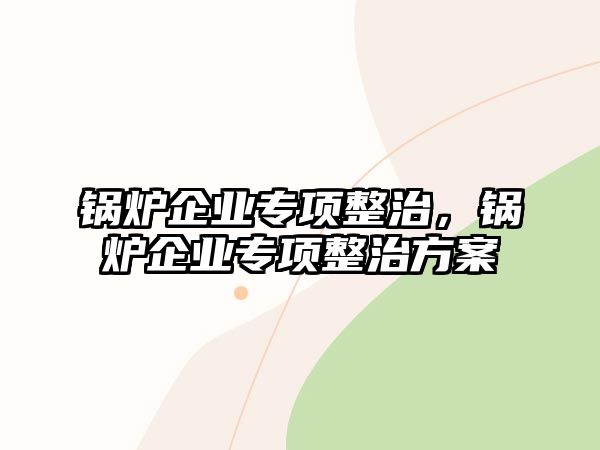 鍋爐企業(yè)專項(xiàng)整治，鍋爐企業(yè)專項(xiàng)整治方案