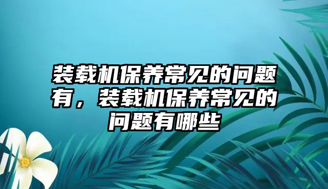 裝載機保養(yǎng)常見的問題有，裝載機保養(yǎng)常見的問題有哪些