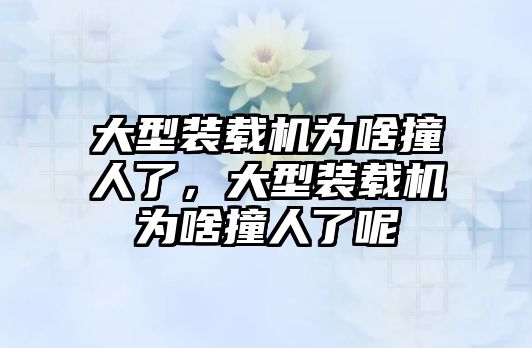 大型裝載機(jī)為啥撞人了，大型裝載機(jī)為啥撞人了呢