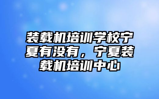 裝載機培訓學校寧夏有沒有，寧夏裝載機培訓中心