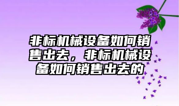 非標機械設備如何銷售出去，非標機械設備如何銷售出去的