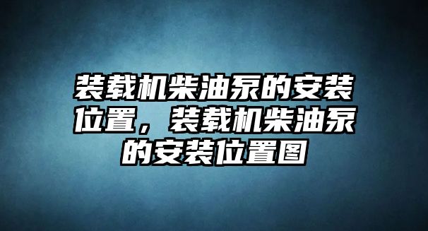 裝載機(jī)柴油泵的安裝位置，裝載機(jī)柴油泵的安裝位置圖