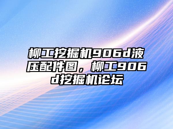 柳工挖掘機906d液壓配件圖，柳工906d挖掘機論壇