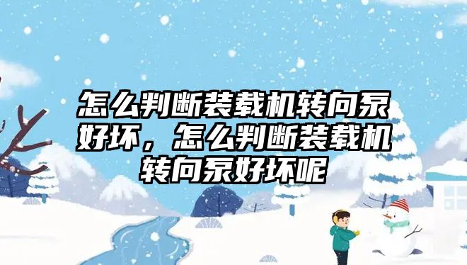 怎么判斷裝載機轉向泵好壞，怎么判斷裝載機轉向泵好壞呢