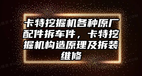 卡特挖掘機各種原廠配件拆車件，卡特挖掘機構造原理及拆裝維修