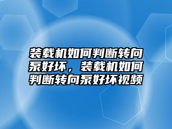 裝載機如何判斷轉(zhuǎn)向泵好壞，裝載機如何判斷轉(zhuǎn)向泵好壞視頻