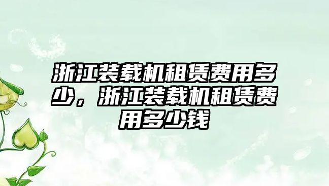 浙江裝載機(jī)租賃費(fèi)用多少，浙江裝載機(jī)租賃費(fèi)用多少錢