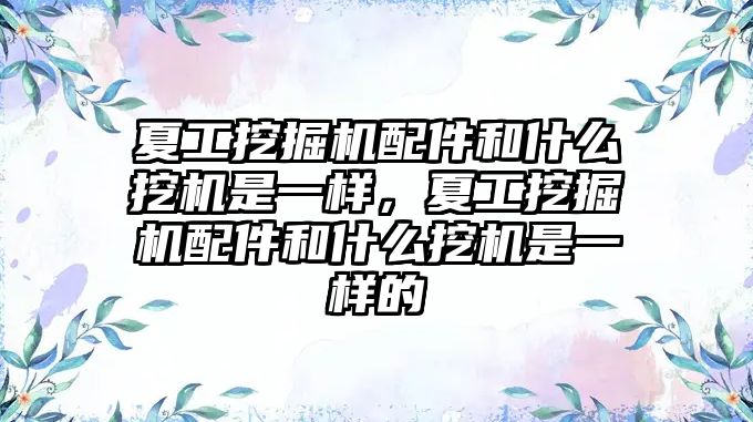 夏工挖掘機配件和什么挖機是一樣，夏工挖掘機配件和什么挖機是一樣的