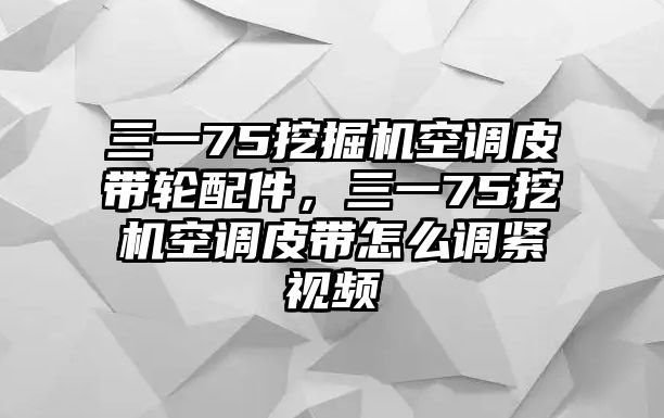 三一75挖掘機(jī)空調(diào)皮帶輪配件，三一75挖機(jī)空調(diào)皮帶怎么調(diào)緊視頻