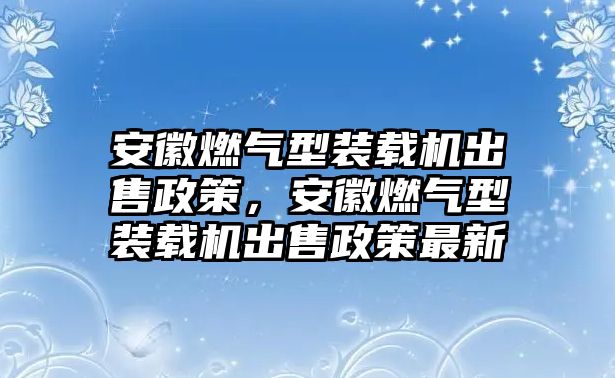 安徽燃氣型裝載機出售政策，安徽燃氣型裝載機出售政策最新