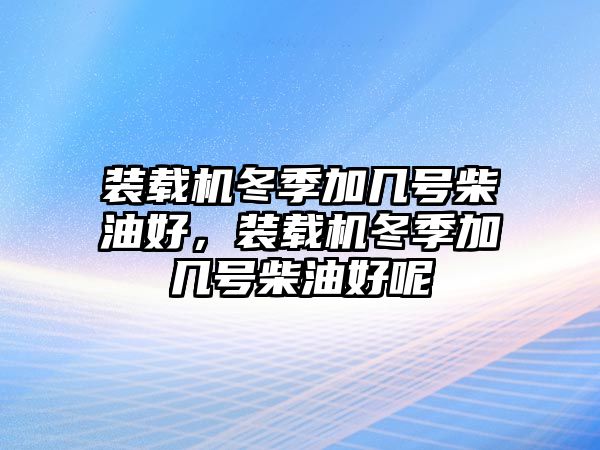 裝載機冬季加幾號柴油好，裝載機冬季加幾號柴油好呢