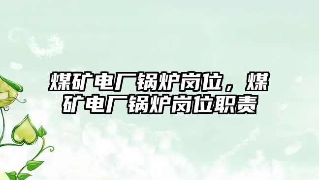 煤礦電廠鍋爐崗位，煤礦電廠鍋爐崗位職責